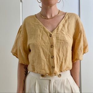 Amuse Society daisy yellow blouse S